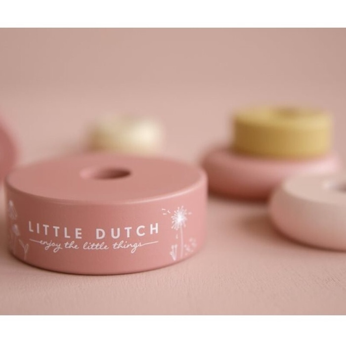 Tiamo Little Dutch dřevěné Nasazovací kroužky Pink New